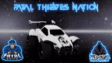 a poster for fatal thieves nation featuring a white car