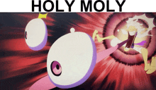 a picture of a cartoon character with the word holy moly above it