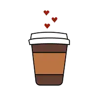 a cup of coffee has the letter s on the side
