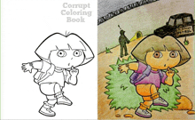 a coloring book of dora the explorer and a coloring book of a patrol car