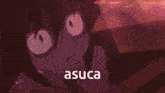 a pink teddy bear is standing in front of a store that says asuca