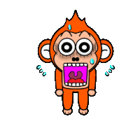 a cartoon of a monkey with a large mouth