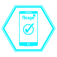 a phone with flexge written on the screen