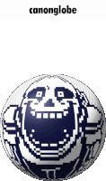 a ball with a face on it and the word canonglobe on the bottom