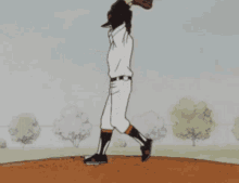 a cartoon of a baseball player about to throw a ball