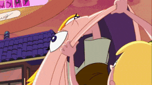 a cartoon drawing of a girl with a very long nose