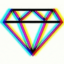 a colorful diamond with a black outline on a white background .