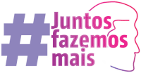 a logo that says juntos fazemos mais with a hashtag on it