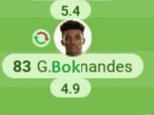 a screenshot of a soccer game with a player named g. boknandes on it .