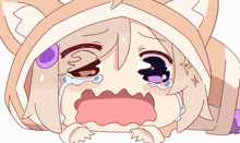 a cartoon of a girl crying with tears running down her face