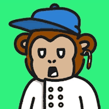 a cartoon of a monkey wearing a blue hat