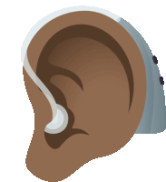 a brown ear with a hearing aid in it