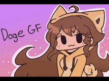 a cartoon of a girl wearing a doge hoodie with a cat ear .