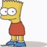 bart simpson from the simpsons is wearing red shorts and blue shoes