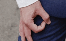 a man 's hand is making a circle with his fingers