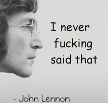 a black and white photo of a man with glasses and a quote from john lennon .