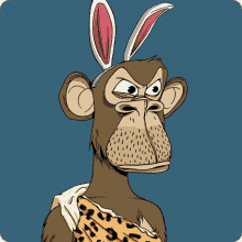 a cartoon monkey wearing bunny ears and a leopard print scarf