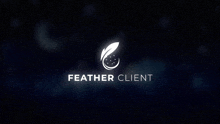 a logo for feather client shows a feather and stars