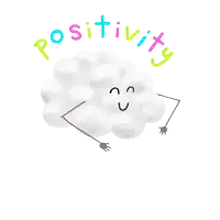 a cloud with an arrow pointing to it and the words positivity written above it