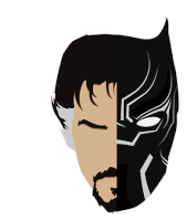 a drawing of doctor strange and black panther 's faces