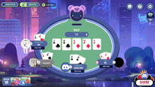 a screen shot of a poker game with the pot being $ 0