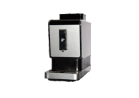 a silver and black coffee maker with a tchibo logo on the front