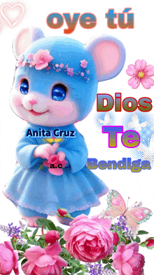 a picture of a mouse with the words oye tu dios to bendiga