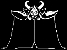 a pixel art drawing of a demon with horns and wings .