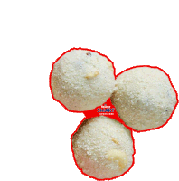 three white balls are surrounded by a red outline that says ' shree ram ' on it