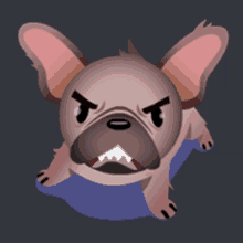 a cartoon illustration of an angry french bulldog with its mouth open