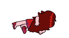 a cartoon of a girl laying on her back with her legs crossed .