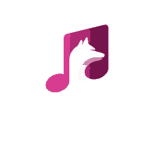 a pink music note with a fox 's head on it