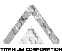 a logo for the titanium corporation with a hexagonal pattern on it