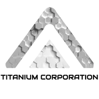 a logo for the titanium corporation with a hexagonal pattern on it