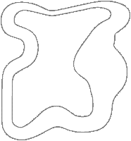 a black and white drawing of a square with a curve in the middle