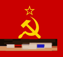 a hammer and sickle with a star above it