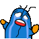 a blue cartoon character is crying with tears running down his face .