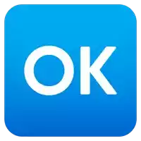 a blue icon with the word ok in white letters