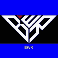 a logo for bwr is shown on a blue and black background