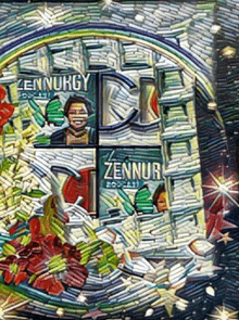 a painting of a woman and a sign that says zennur