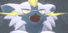 a close up of a pokemon with a lightning bolt on its head .