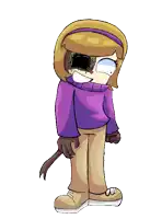 a cartoon of a girl with a purple sweater