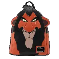 a backpack with a picture of scar from the lion king on it