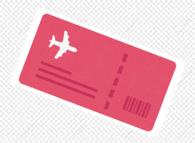 a red ticket with an airplane on it and the word lovepik at the bottom