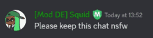 a message from mod dei squid m today at 13:53