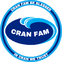 a logo for cran fam with a wave in the middle