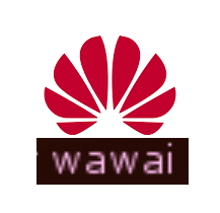 a huawei logo with a flower and the word awai below it