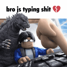 a picture of a person typing on a keyboard with a broken heart underneath