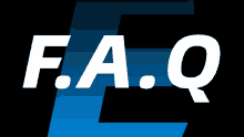 the word faq is on a black background with a blue lightning bolt