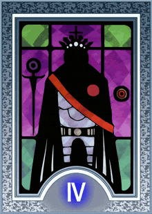 a tarot card with a king and the letter iv on the bottom